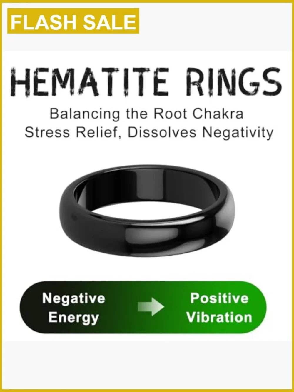 Genuine Hematite Ring for Anxiety Balance Root Chakra Sizes 6-12